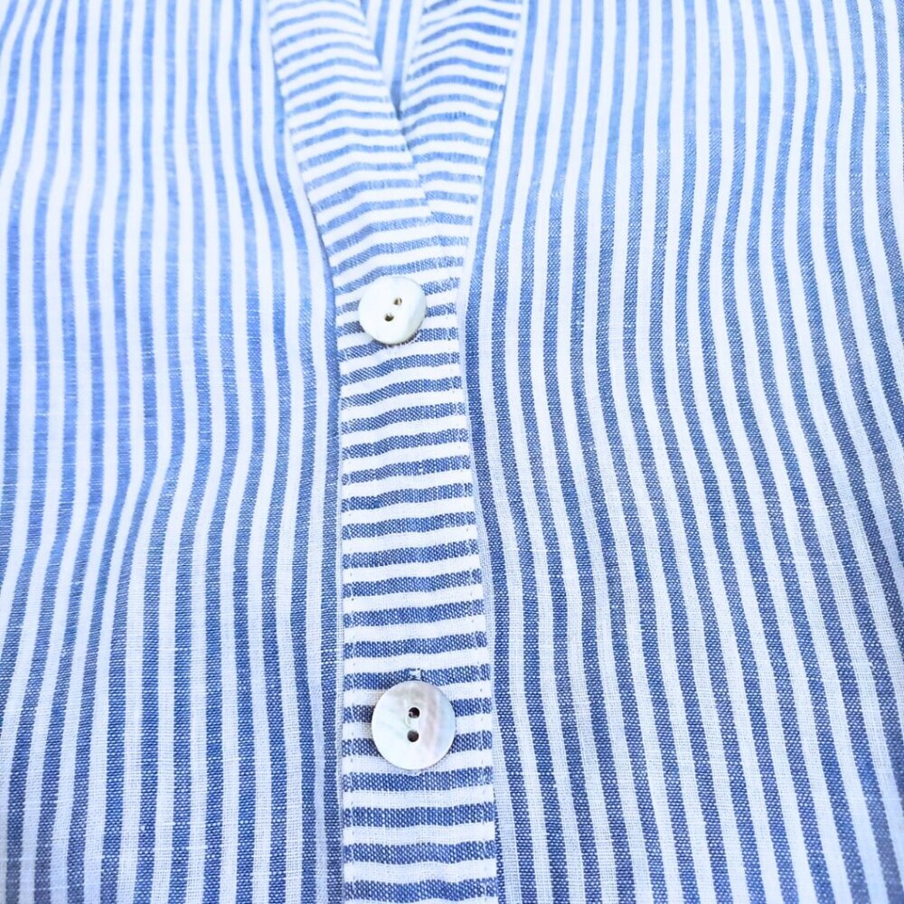 J.Jill Love Linen Blue Striped Sleeveless Button-Front Tunic Top – Size S - Picture 4 of 9